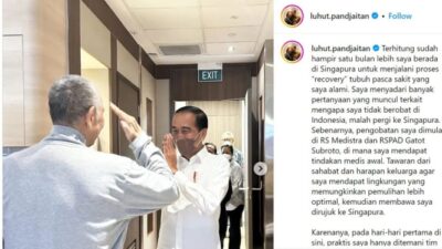 Luhut Ungkap Kondisi Terbaru Saat Dijenguk Jokowi di Singapura dan Beri Hormat