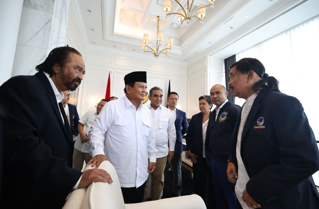 Prabowo Subianto Bertemu Surya Paloh di Menara NasDem: Saya Datang untuk Memberikan Penghormatan